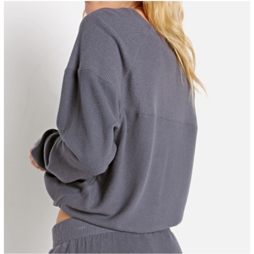 Eberjey - Cozy Time Combo Sweatshirt in Gunmetal Grey - Picture 3 of 8